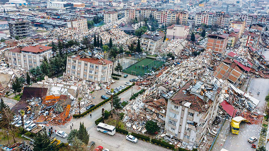 Aerial view of Turkey earthquake devastation
