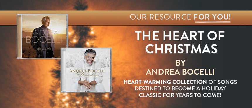 Andrea Bocelli's My Christmas & Believe CDs on TBN