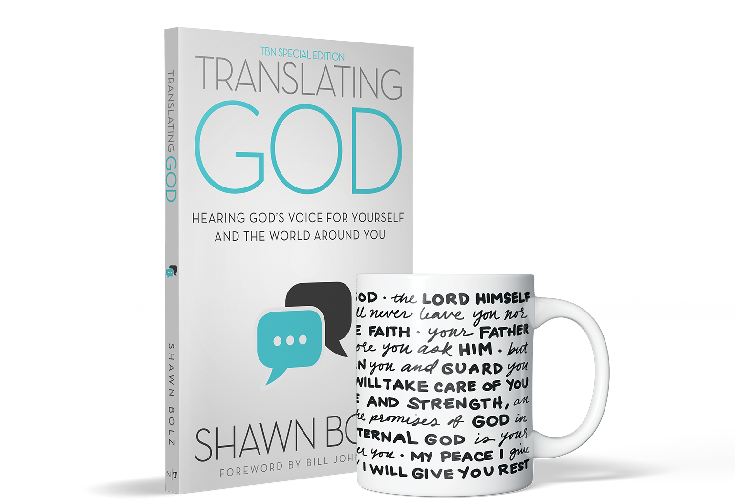 Receive Promises of God Mug and Translating God: Hearing God’s Voice for Yourself and the World Around You, by Shawn Bolz from TBN Receive Promises of God Mug and Translating God: Hearing God’s Voice for Yourself and the World Around You, by Shawn Bolz from TBN