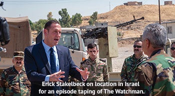 Erick Stakelbeck on location in Israel for an episode taping of The Watchman.
