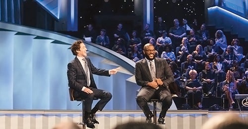 Joel Osteen with Tyler Perry. Joel Osteen with Tyler Perry.