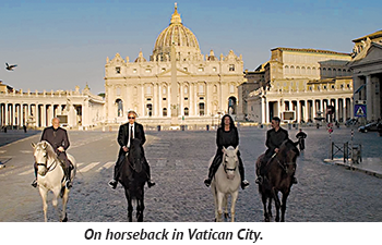 On horseback in Vatican City.
