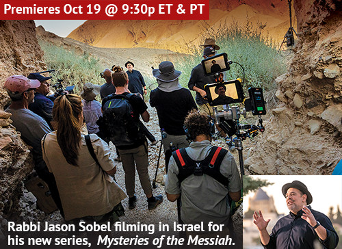 Rabbi Jason Sobel filming in Israel for his new series, Mysteries of the Messiah.
