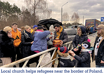 Local churches help refugees near the border of Poland.
